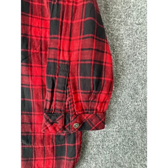 J. Jill Women's Red and Black‎ Plaid Button Down Long Sleeve Flannel Shirt Large - Picture 5 of 11